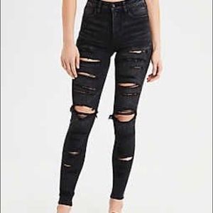 American eagle black ripped jeans